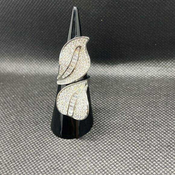 Sterling Silver 925 Adjustable Double Leaf Ring - Picture 7 of 10